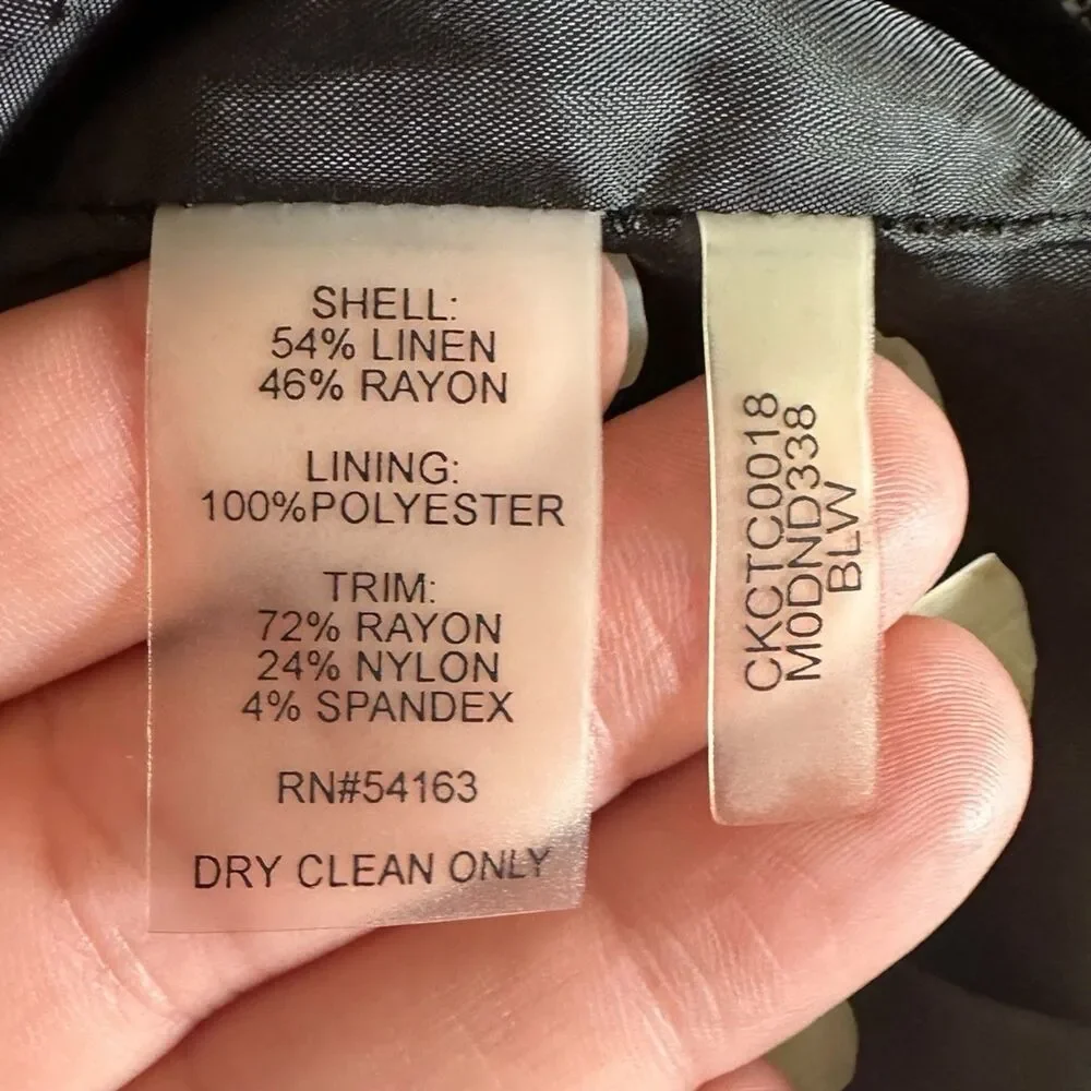 Calvin Klein Linen Blend Pencil Skirt Gray Black Size 2